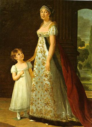 卡罗琳·穆拉特与女儿莱蒂齐亚的画像