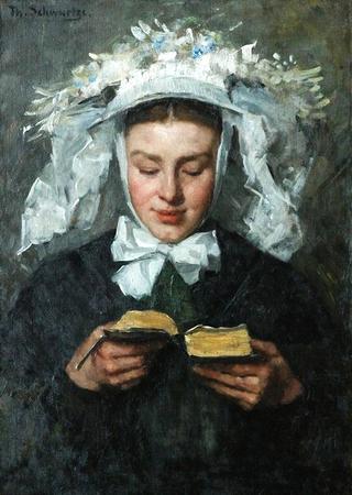 Young Woman Reading in Brabant Costume