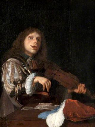 A Young Man Singing to a Violin