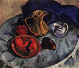Still Life with Milk Jug, Coffee Pot and Two Red Peppers
