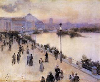 1893年世界哥伦布博览会西泻湖日落时分
