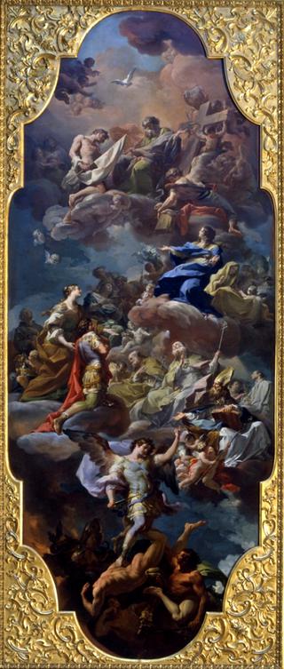 圣赫勒拿和君士坦丁皇帝由圣母玛利亚（bozzetto）献给圣三位一体