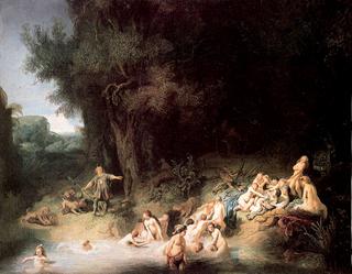 黛安娜和她的仙女们一起沐浴在爱克托恩和卡利斯托的故事中