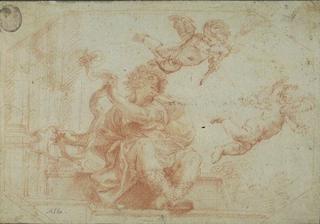 Young Man Sitting with Two Putti Flying