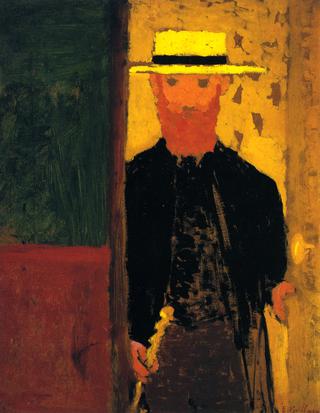 Self-Portrait with Cane and Straw Hat