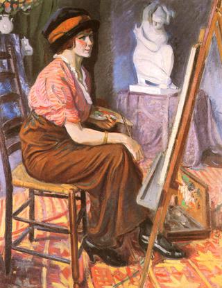 Woman Painting at Her Easel
