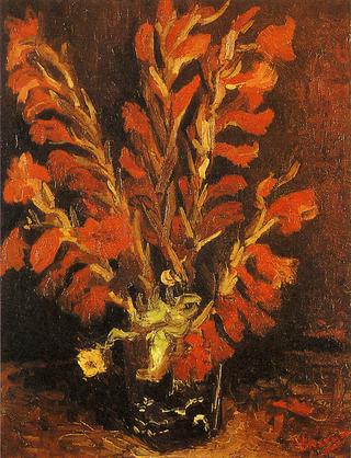 Vase with Red Gladioli