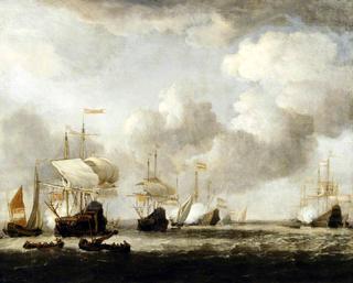 一支荷兰舰队迎风起锚