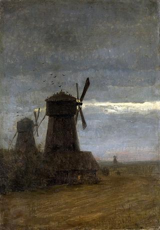 Windmills. Twilight