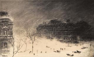 1899年暴风雪期间，美国西北部第17大街和宾夕法尼亚大道的拐角处