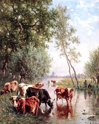 Watering Cows near the River Gein, Abcoude
