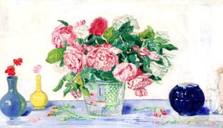 Roses, Tanager and Vases