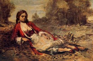 躺在草地上的阿尔及利亚年轻妇女