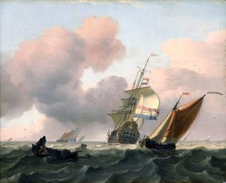 Rough sea with ships