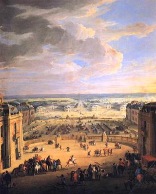 View of the Forecourts of the Chateau de Versailles and the Stables