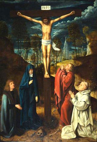 圣母、圣约翰和两位捐赠者的十字架上的基督