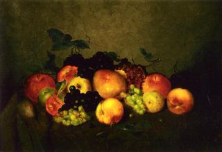 水果：苹果、葡萄、桃子和梨