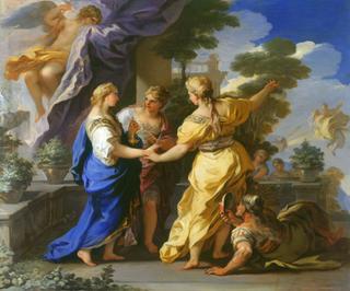 Psyche's Sisters Giving her a Lamp and a Dagger