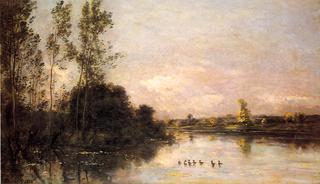 Ducklings in a River Landscape