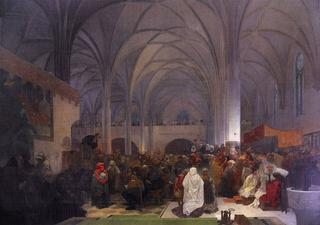 The Slav Epic cycle No.8: Master Jan Hus Preaching at the Bethlehem Chapel: Truth Prevails