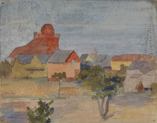 Landscape with Buildings and Windmill