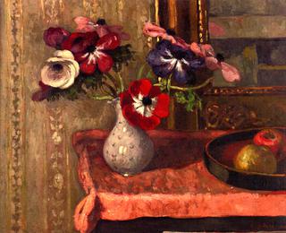 Still LIfe: Vase of Flowers and Fruit on a Table
