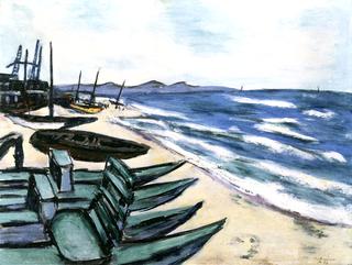 Beach with Boats on the Riviera