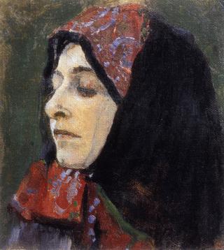 Head of a Woman Wearing a Headscarf
