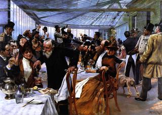 1886年上漆日，斯堪的纳维亚艺术家在莱多恩咖啡馆的午餐会