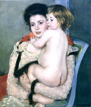 莱茵·勒斐伏尔抱着一个裸体婴儿