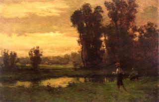 Landscape with 2 Boys Fishing