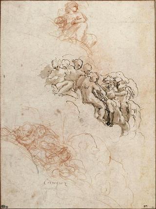 Study of a Putto and Two Groups of Putti