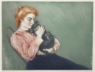 Young Woman with a Cat