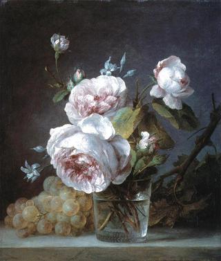 Still Life of Pink Roses in a Glass