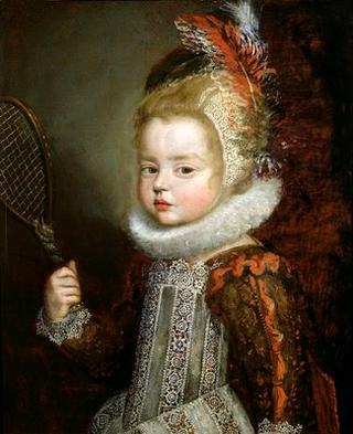 A Portrait of a Child Holding a Racket