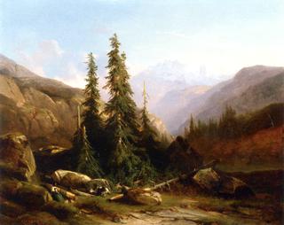 Alps with Fir Trees