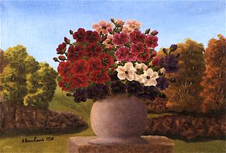 Vase of Flowers in a Landscape