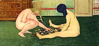 Nude Women Playing Checkers