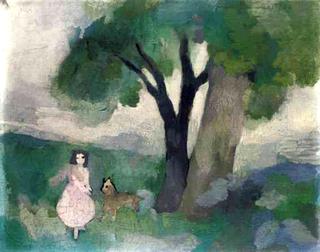 Landscape with Girl and Dog