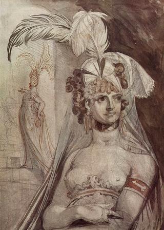 Courtesan with plume and veil