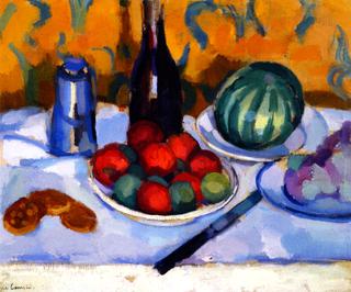 Still LIfe with Melon and three Gateaux
