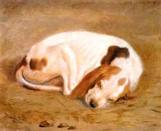 Sleeping Hound (one of a pair)