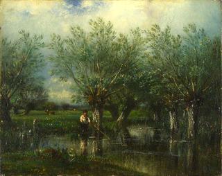 Willows with a Man Fishing