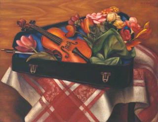 提琴盒与花