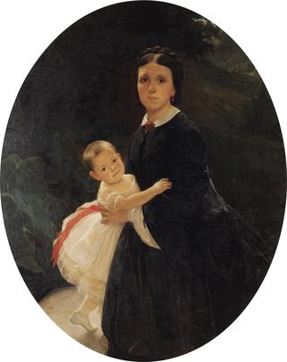 舍斯托娃和女儿的画像