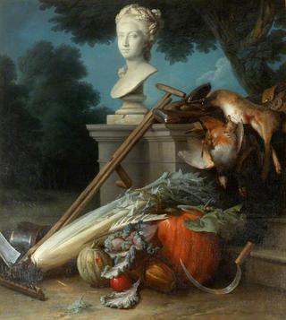 Garden Still Life with Implements, Vegetables, Dead Game and a Bust of Ceres