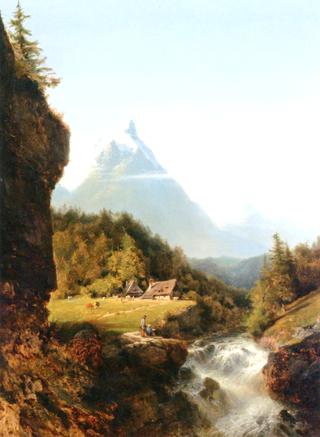 Shepherds near an Alpine River