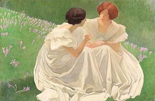 Two Young Ladies in the Crocus Field