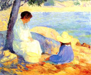 Woman and Child by the Sea