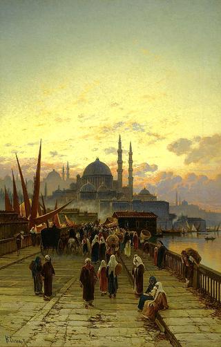 The Galata Bridge, Constantinople
